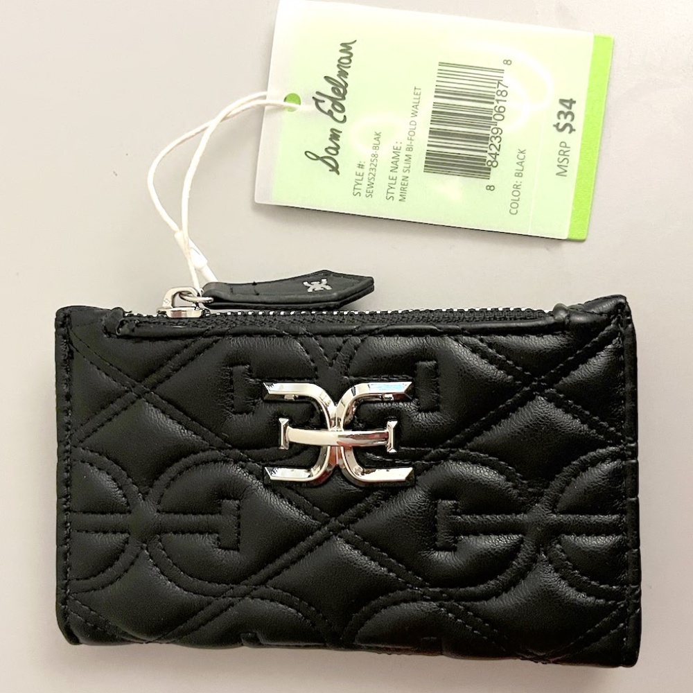 SAM EDELMAN BI-FOLD LOGO QUILTING SLIM WALLET NEW WITH TAG